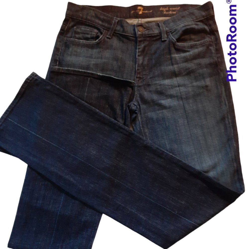 7 For All Mankind Tall washed blue jeans. High Waist. Bootcut